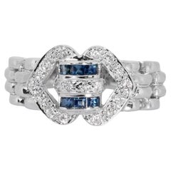 Stunning .12ct. Square Mixed Cut Cluster Sapphire Ring with Side Diamonds