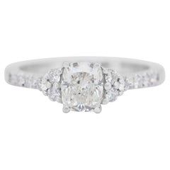 Stunning 1.31ct Diamonds Pave Ring in 18k White Gold - IGI Certified