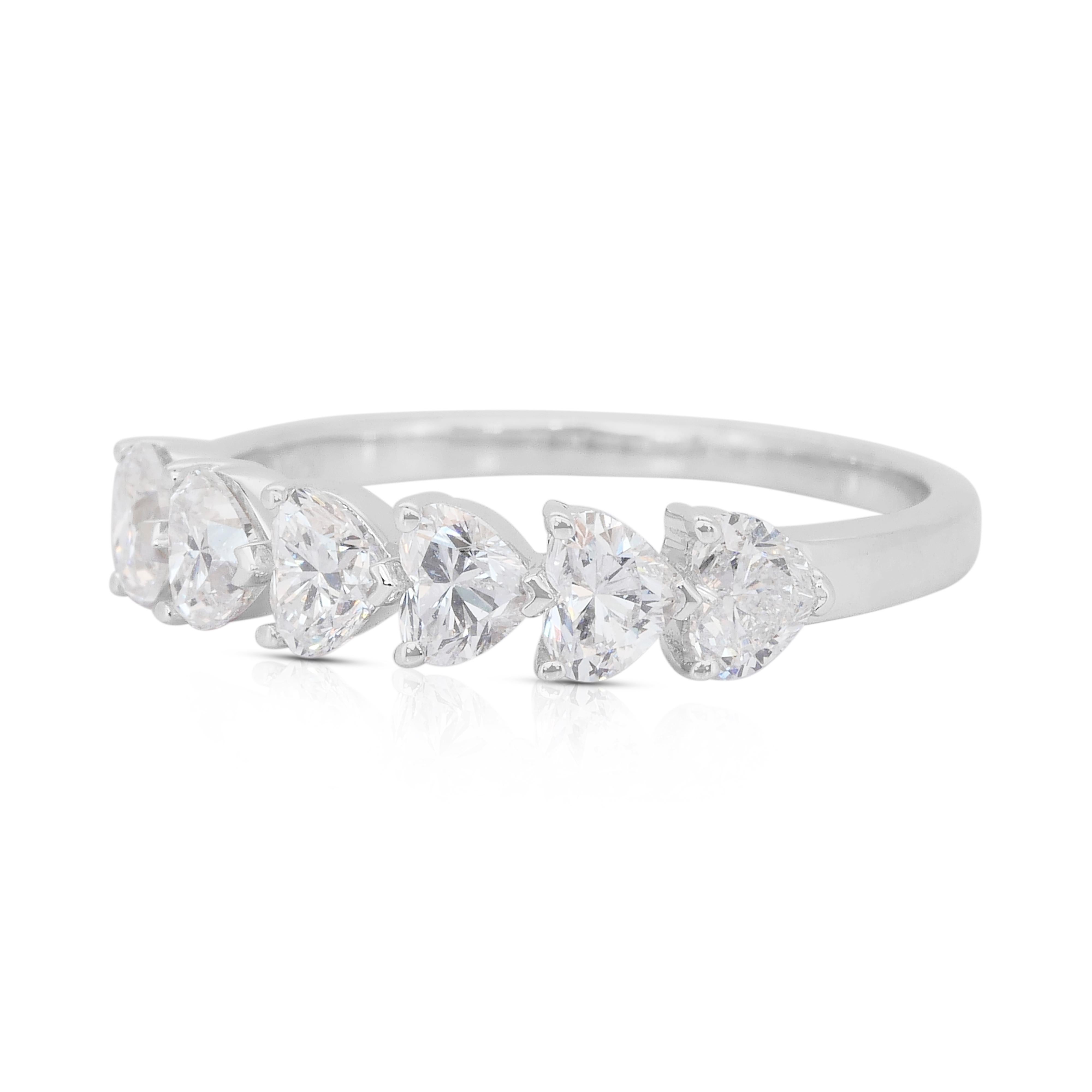 Taille cœur Whiting - Bague en or blanc 18 carats avec 1,31 ct de diamants - certifié IGI en vente