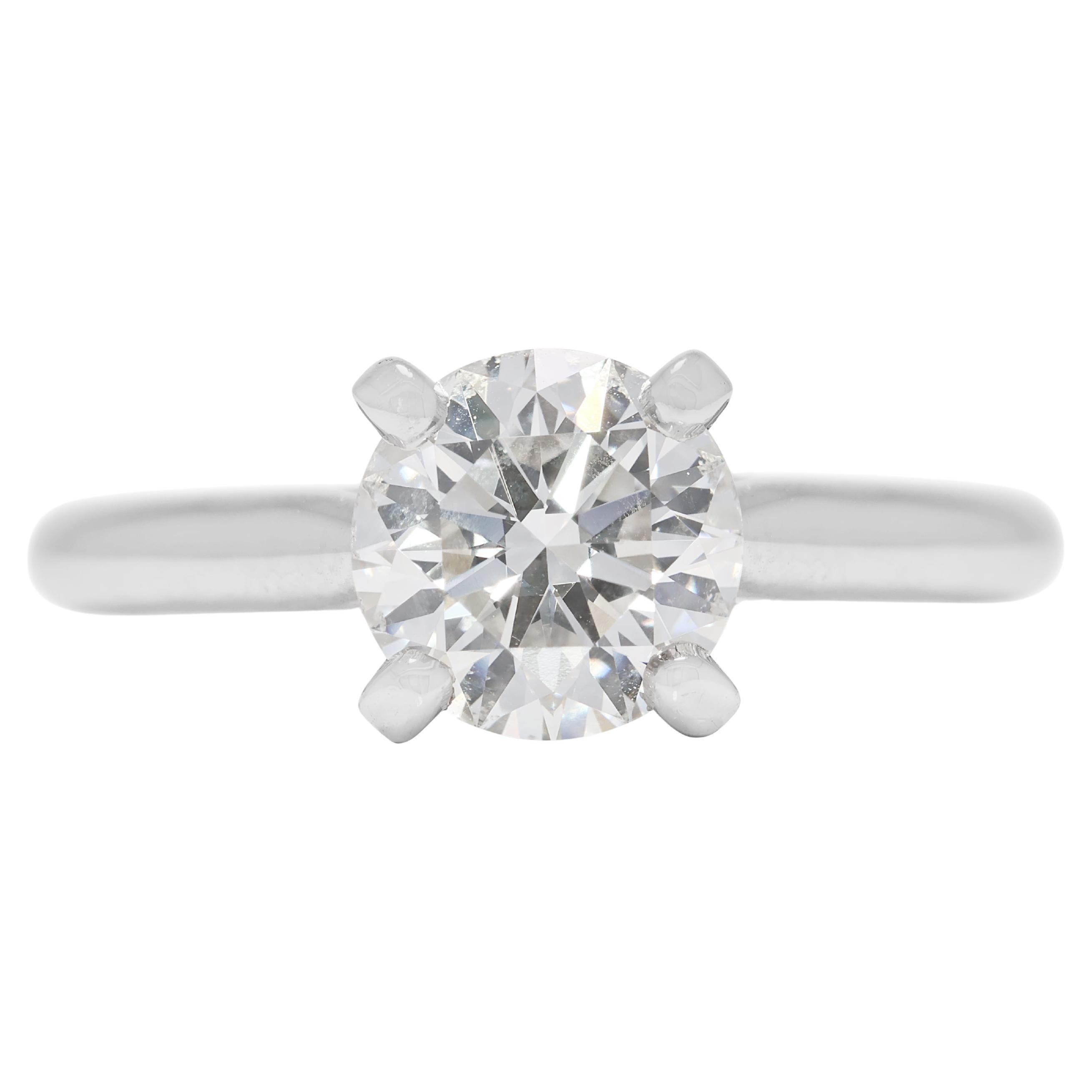 Bague solitaire en or blanc 18k avec un diamant de 1,33ct - certifié GIA