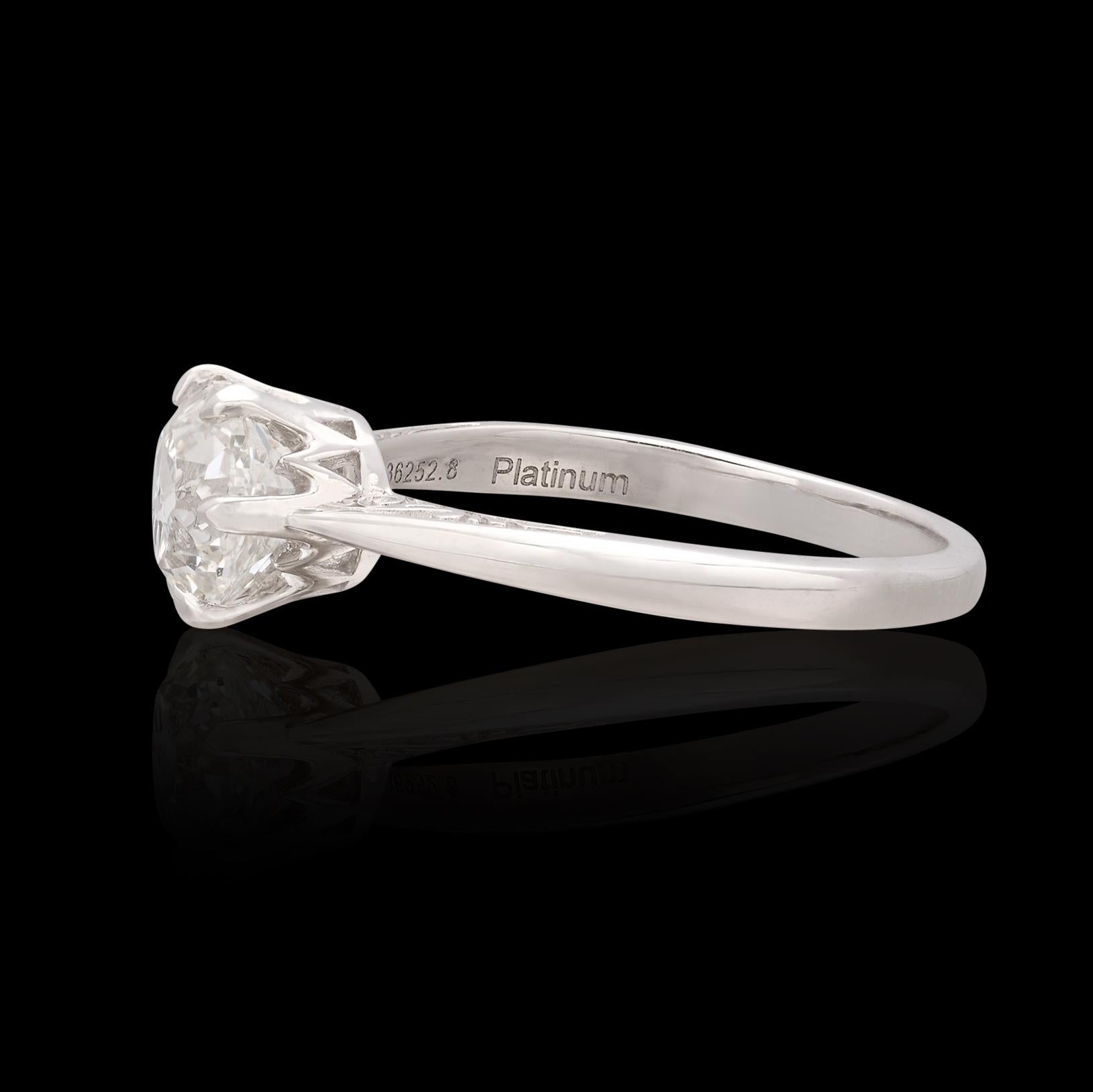 Old Mine Cut Stunning 1.33ct GIA Crown Jubilee Platinum Diamond Ring For Sale