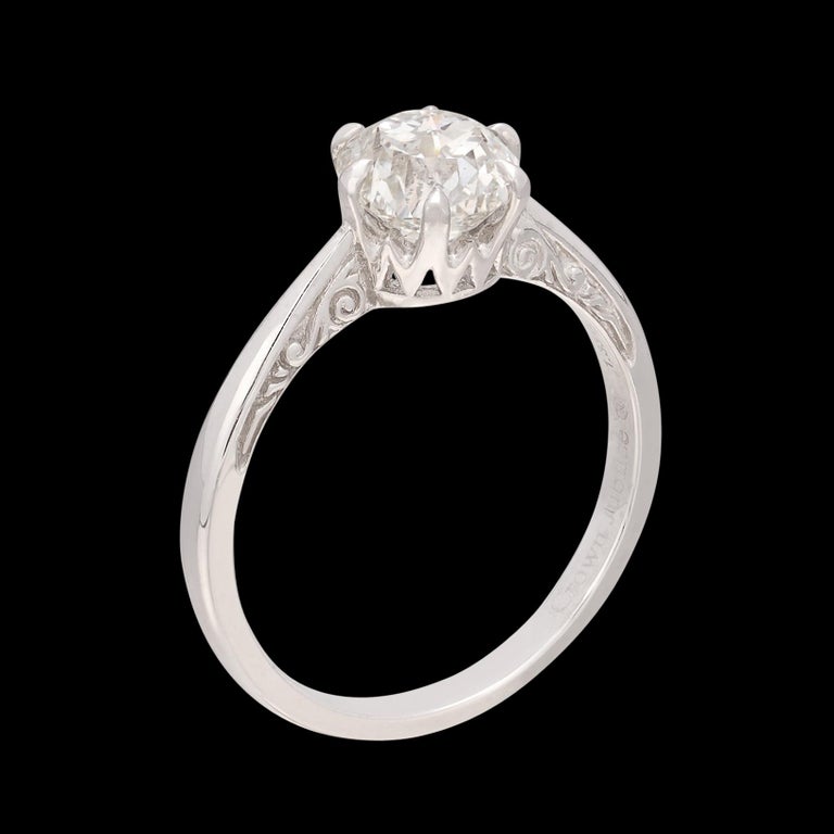 Stunning 1.33ct GIA Crown Jubilee Platinum Diamond Ring For Sale at 1stDibs
