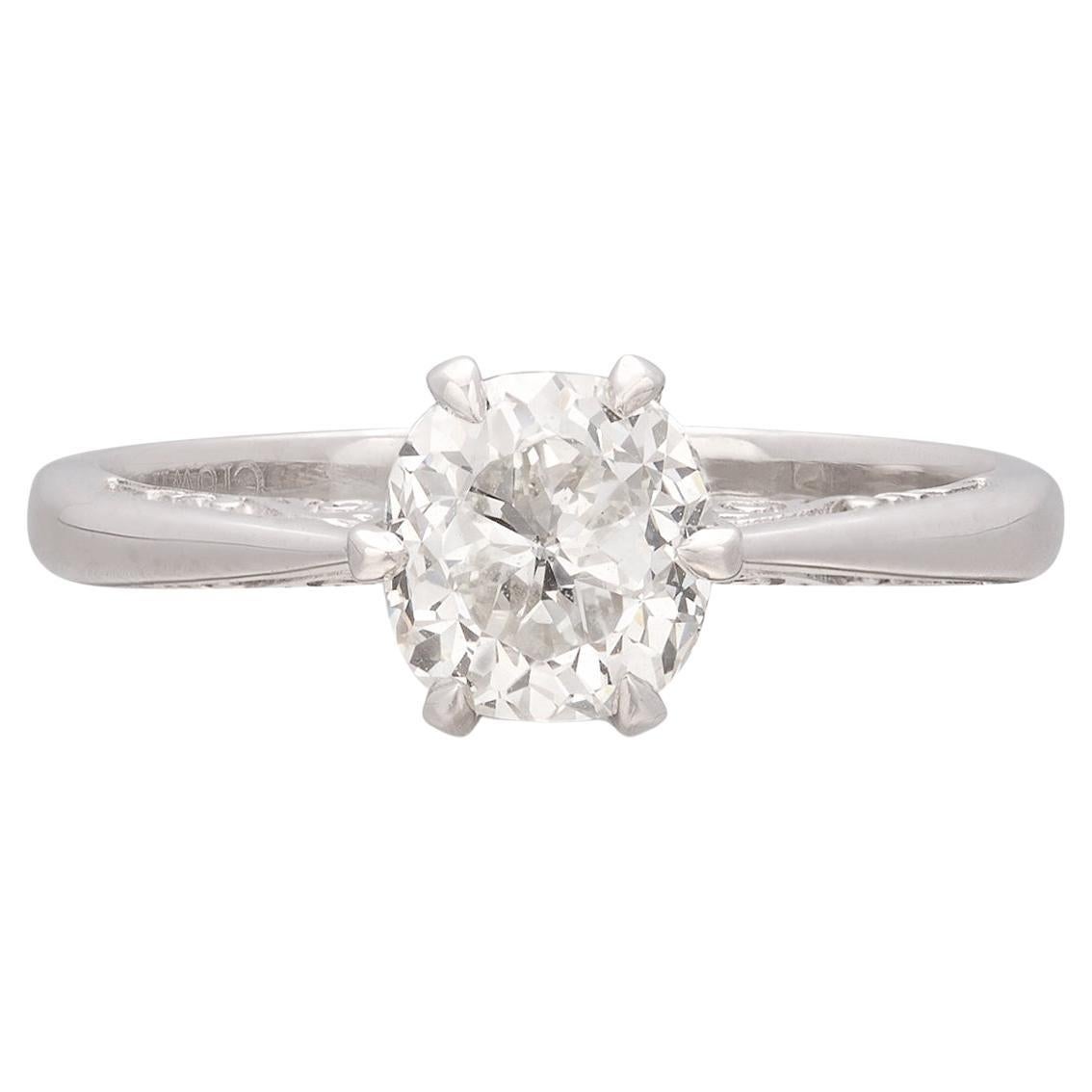 Stunning 1.33ct GIA Crown Jubilee Platinum Diamond Ring For Sale