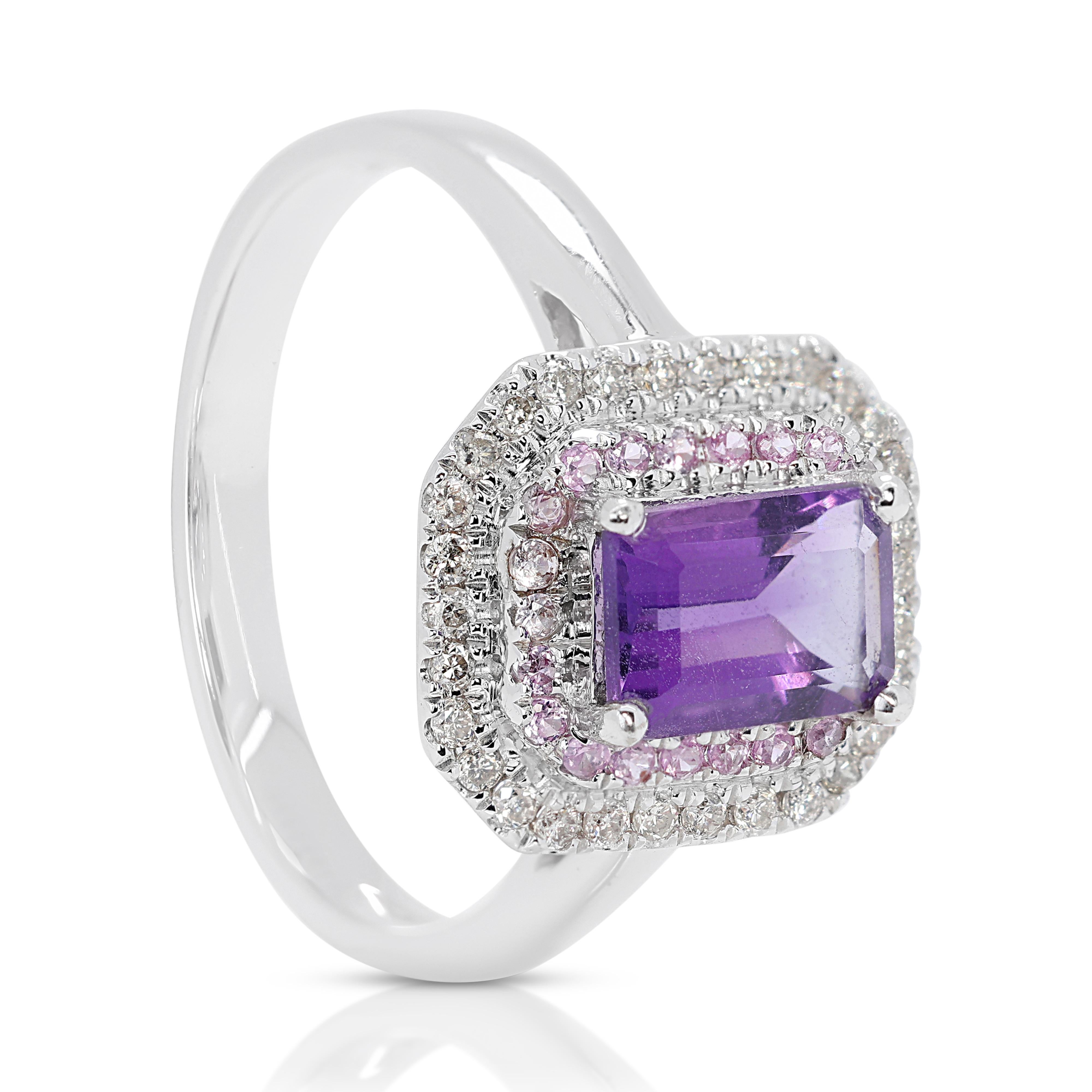 Stunning 1.35ct Amethyst Double Halo Ring with Gemstones and Diamonds 1