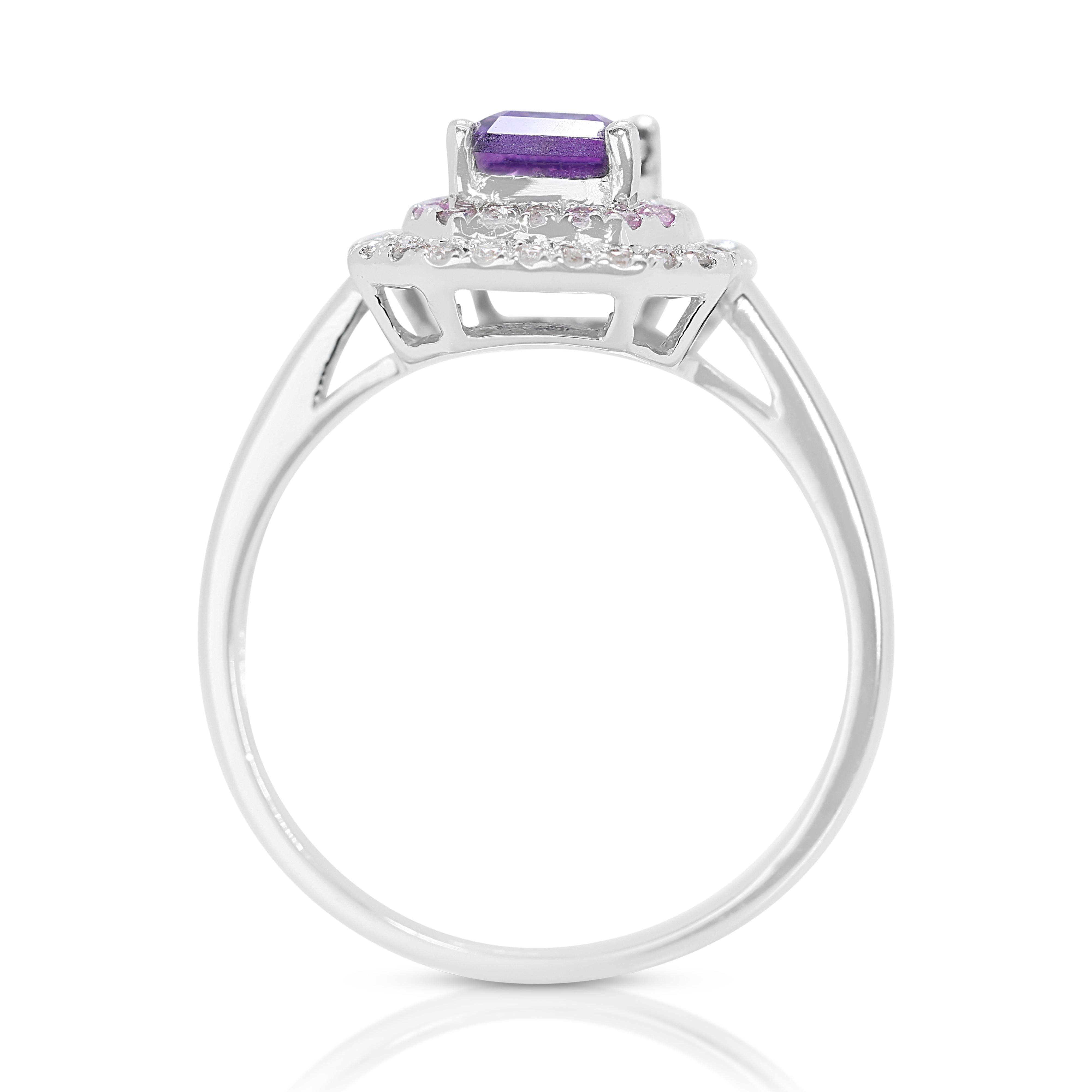 Stunning 1.35ct Amethyst Double Halo Ring with Gemstones and Diamonds 2
