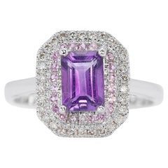 Stunning 1.35ct Amethyst Double Halo Ring with Gemstones and Diamonds