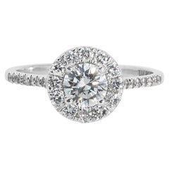 Stunning 1.35ct Diamond Halo Ring in 18k White Gold - GIA Certified