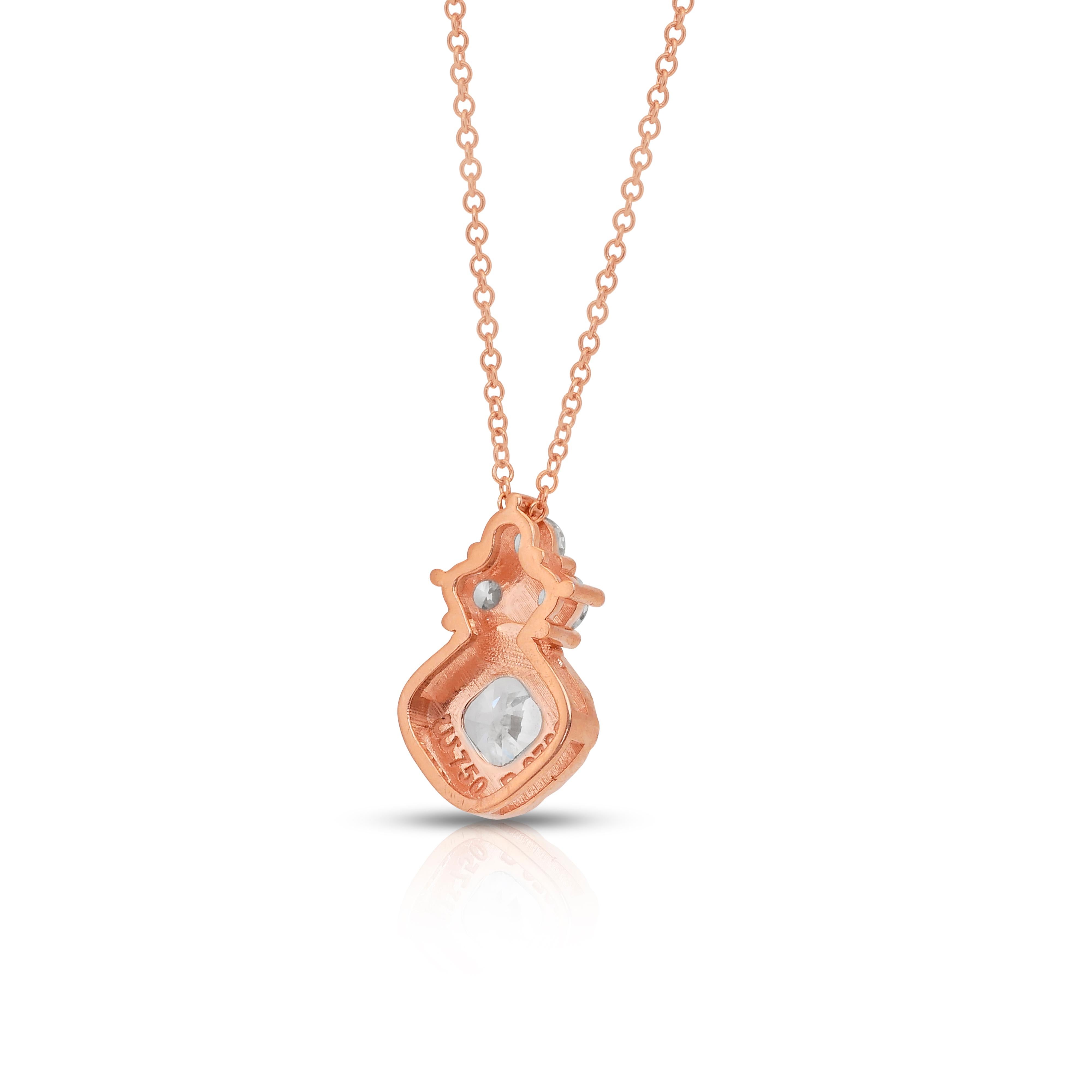 Stunning 1.35ct Diamonds Necklace with Pendant in 18k Rose Gold - IGI Certified For Sale 4