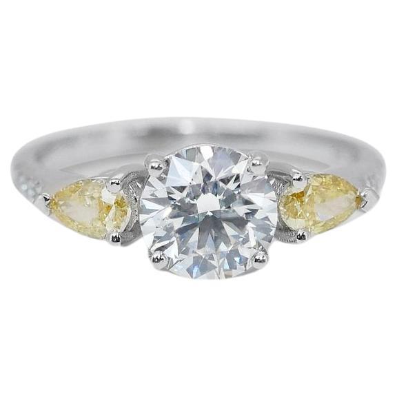 Stunning 1.37 Carat Round Brilliant Natural Diamond Ring