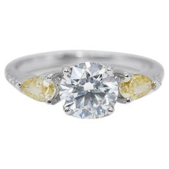 Stunning 1.37 Carat Round Brilliant Natural Diamond Ring