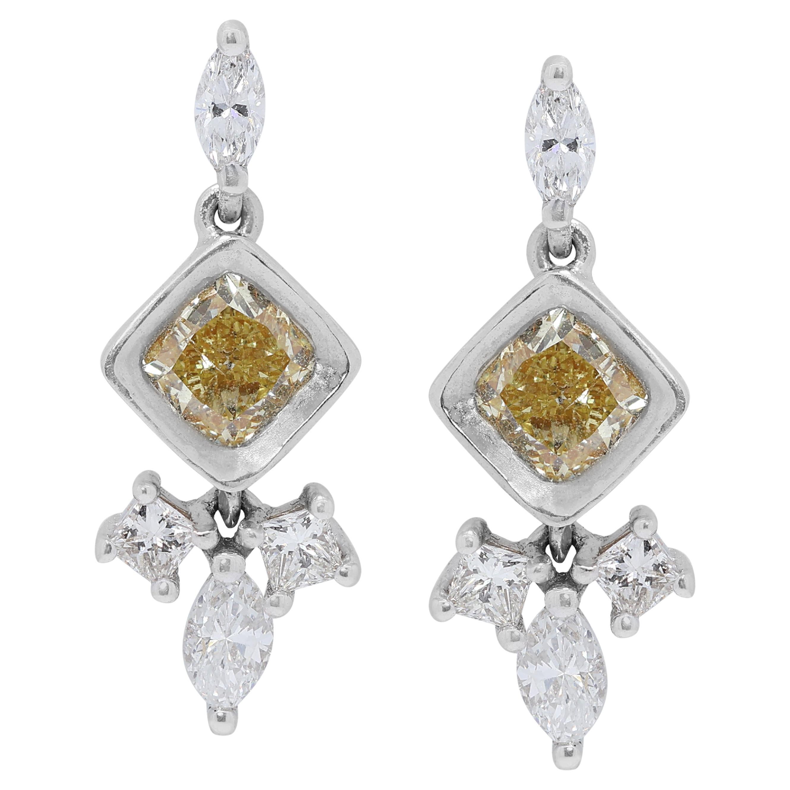 Stunning 1.37ct Diamonds Drop Earrings in 14K White Gold
