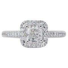 Atemberaubender Halo-Ring aus 18 Karat Weißgold mit 1,37 Karat Diamanten - GIA zertifiziert