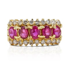 Stunning 1.39ct Ruby and Diamond Ring in 18K Yellow Gold