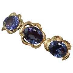 Stunning 14 Carat Gold and Alexandrite Bracelet