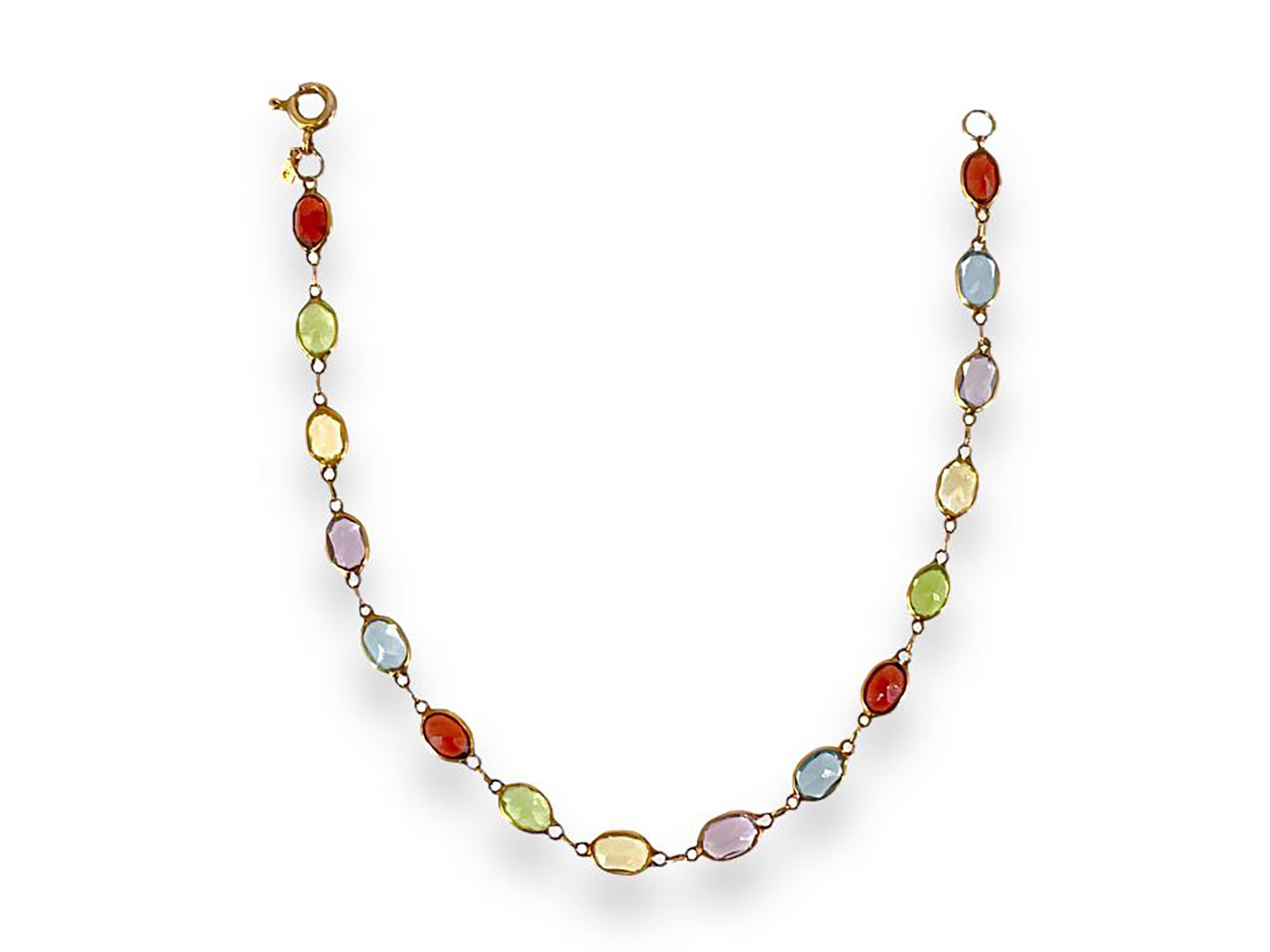 Stunning 14 Karat Vintage Yellow Gold Multi-Gemstone Bracelet For Sale 3