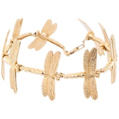 Stunning 14 Karat Yellow Gold Dragonfly Bracelet