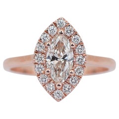 Stunning 1.40 ct Diamonds Halo Ring in 14k Rose Gold - GIA Certified Stunning 1.40 ct Diamonds Halo Ring in 14k Rose Gold - GIA Certified