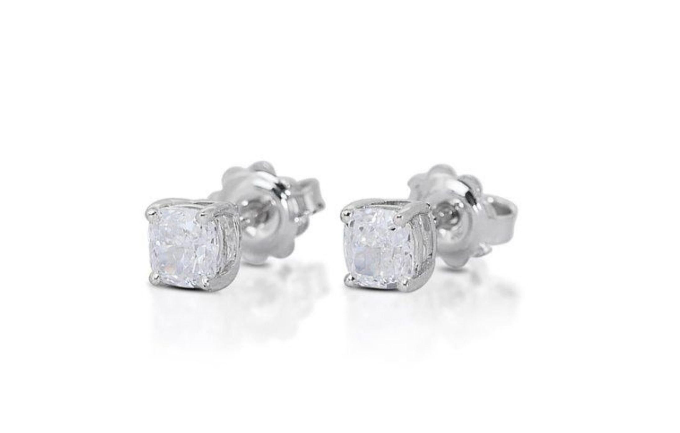 Atemberaubende 1,40 Karat im Kissenschliff Modified Diamant-Ohrringe aus 18 Karat Weißgold 4