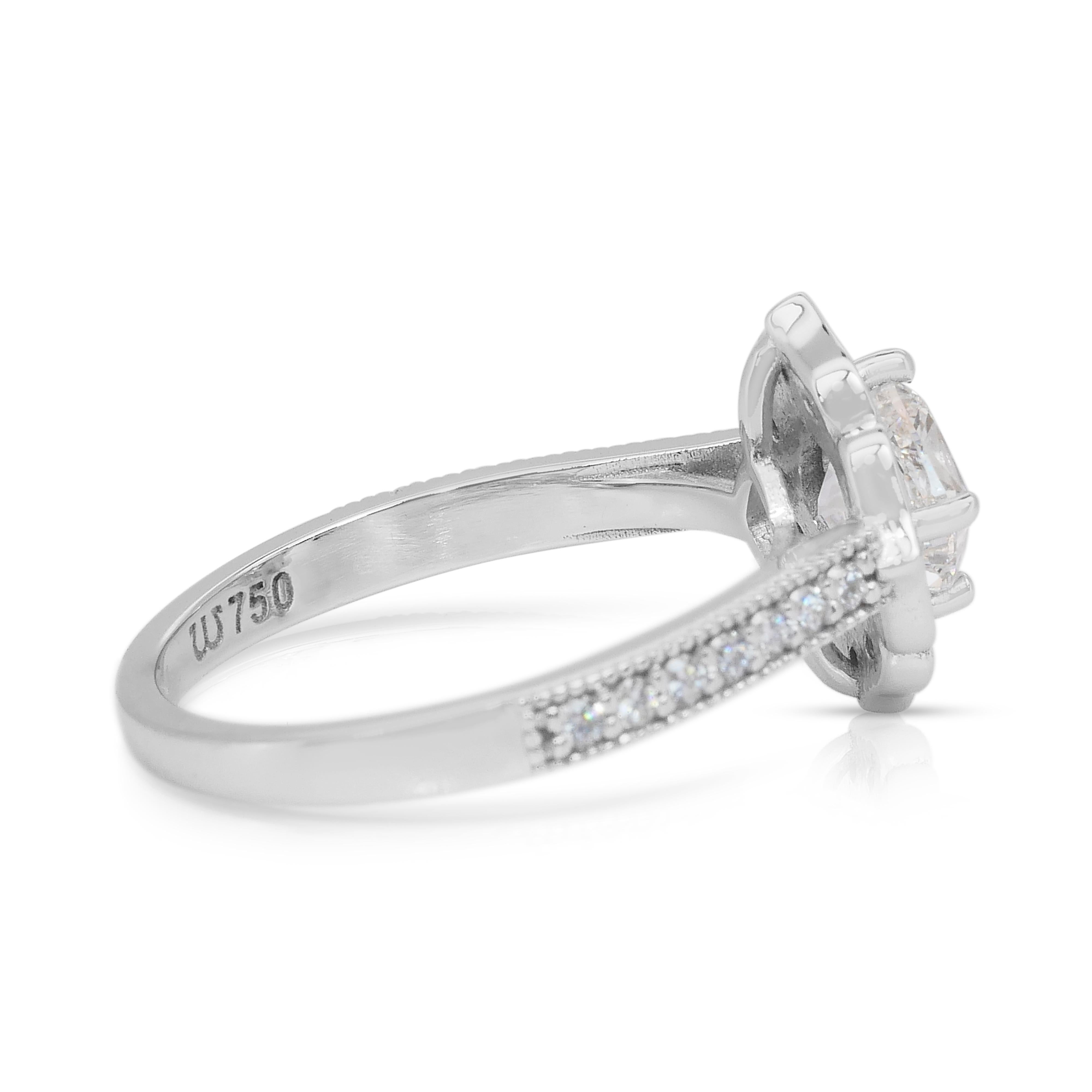 Whiting 1.41ct Diamants Cluster Ring en or blanc 18k - IGI Certified Neuf - En vente à רמת גן, IL