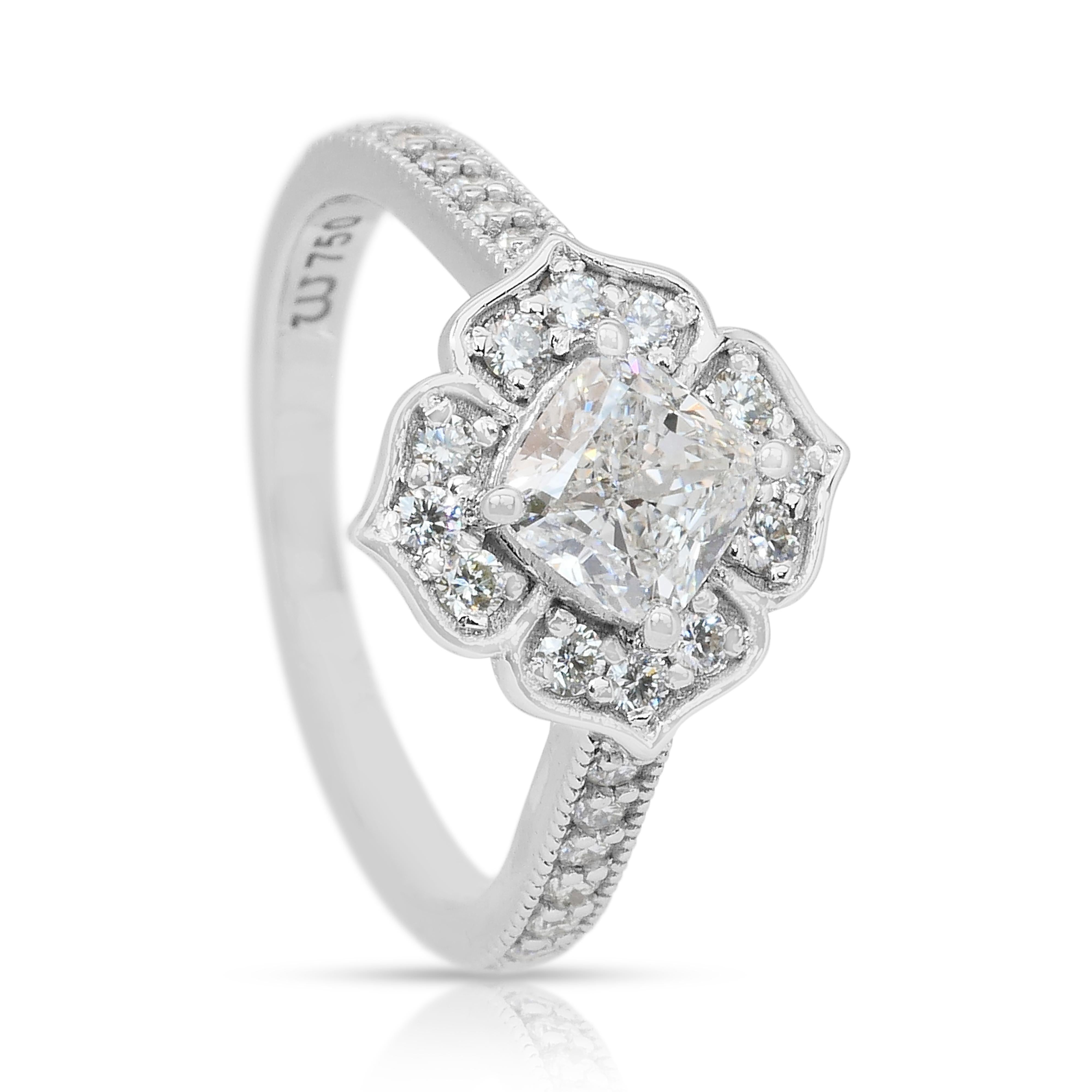Whiting 1.41ct Diamants Cluster Ring en or blanc 18k - IGI Certified en vente 3
