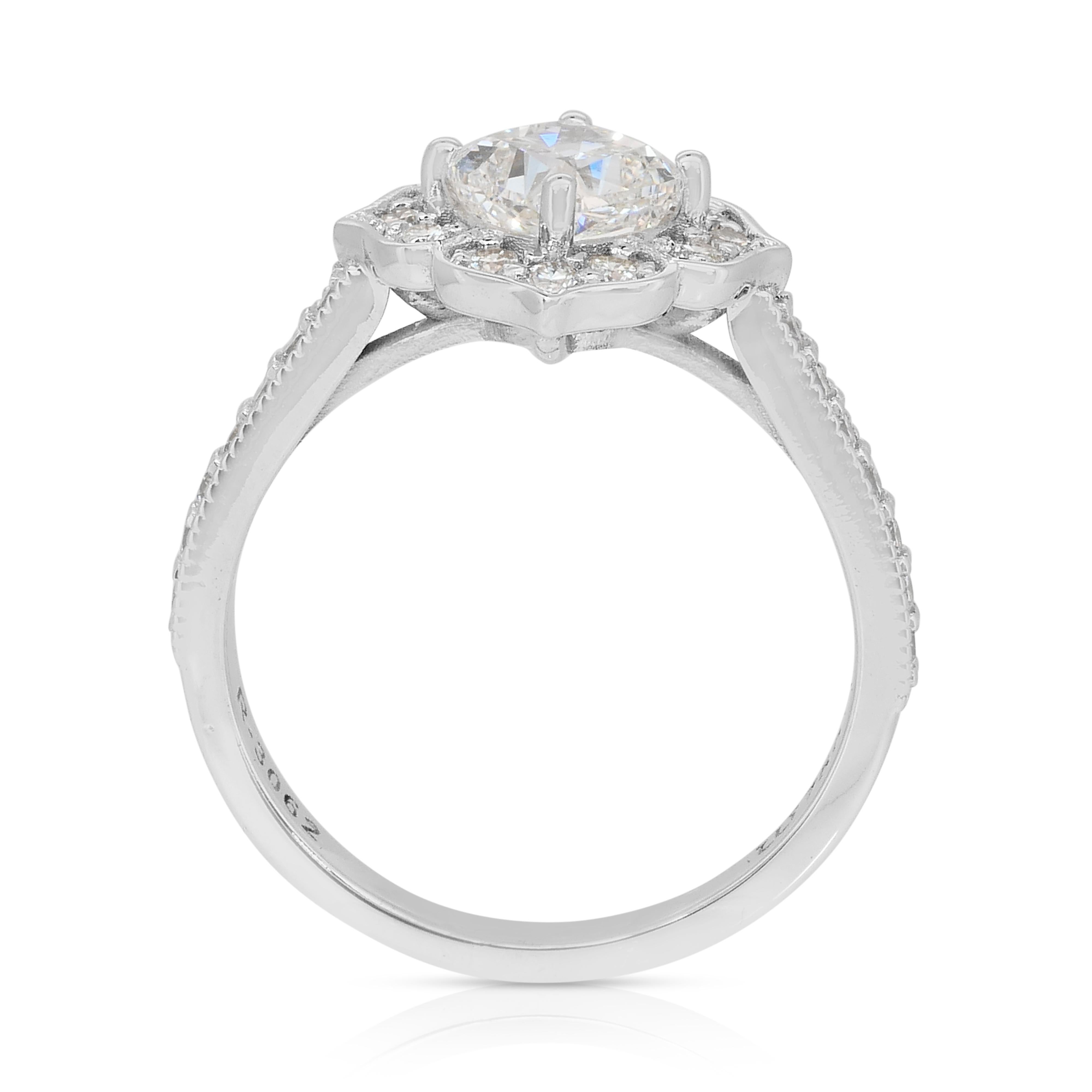 Whiting 1.41ct Diamants Cluster Ring en or blanc 18k - IGI Certified en vente 4