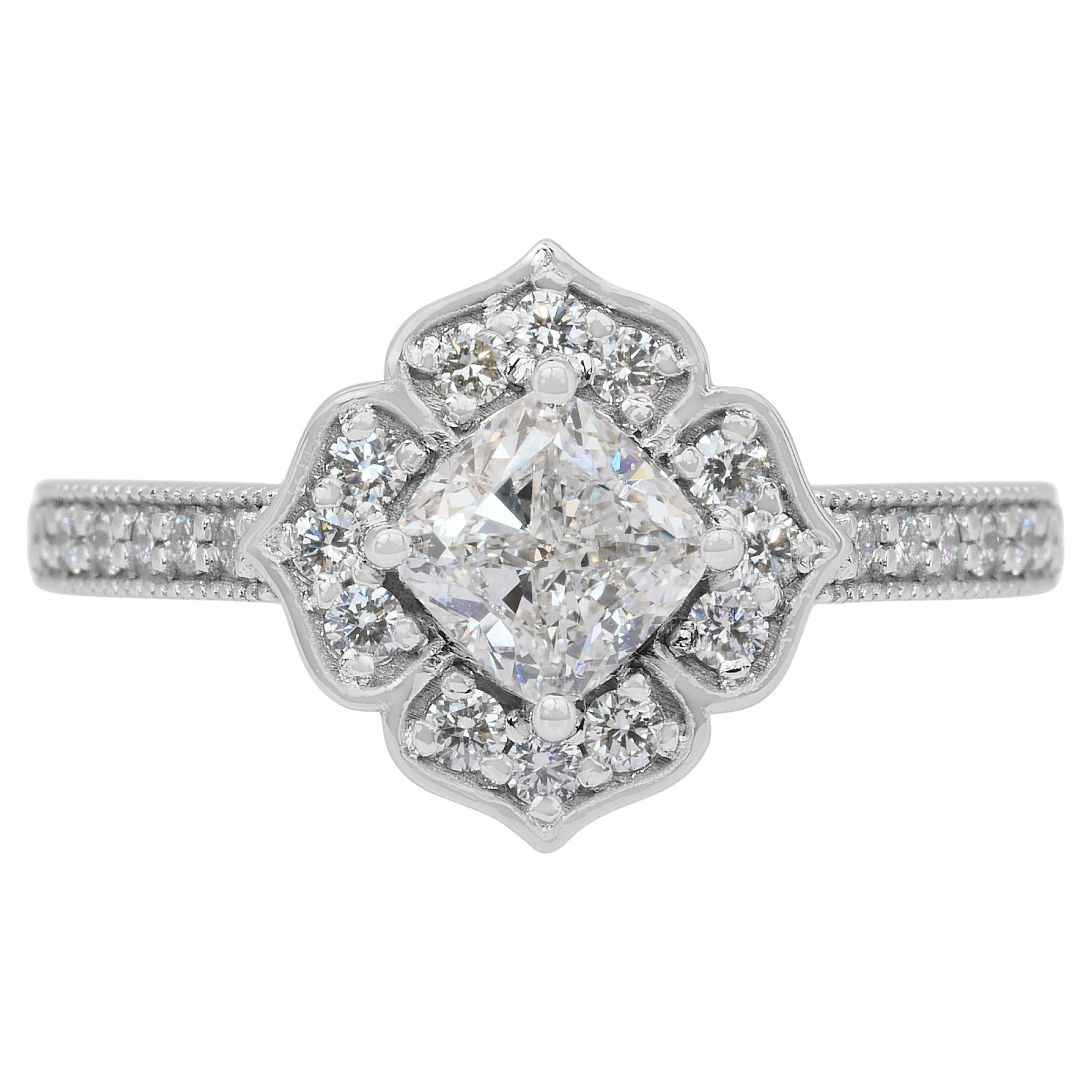 Stunning 1.41ct Diamonds Cluster Ring in 18k White Gold - IGI Certified