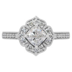 Stunning 1.41ct Diamonds Cluster Ring in 18k White Gold - IGI Certified