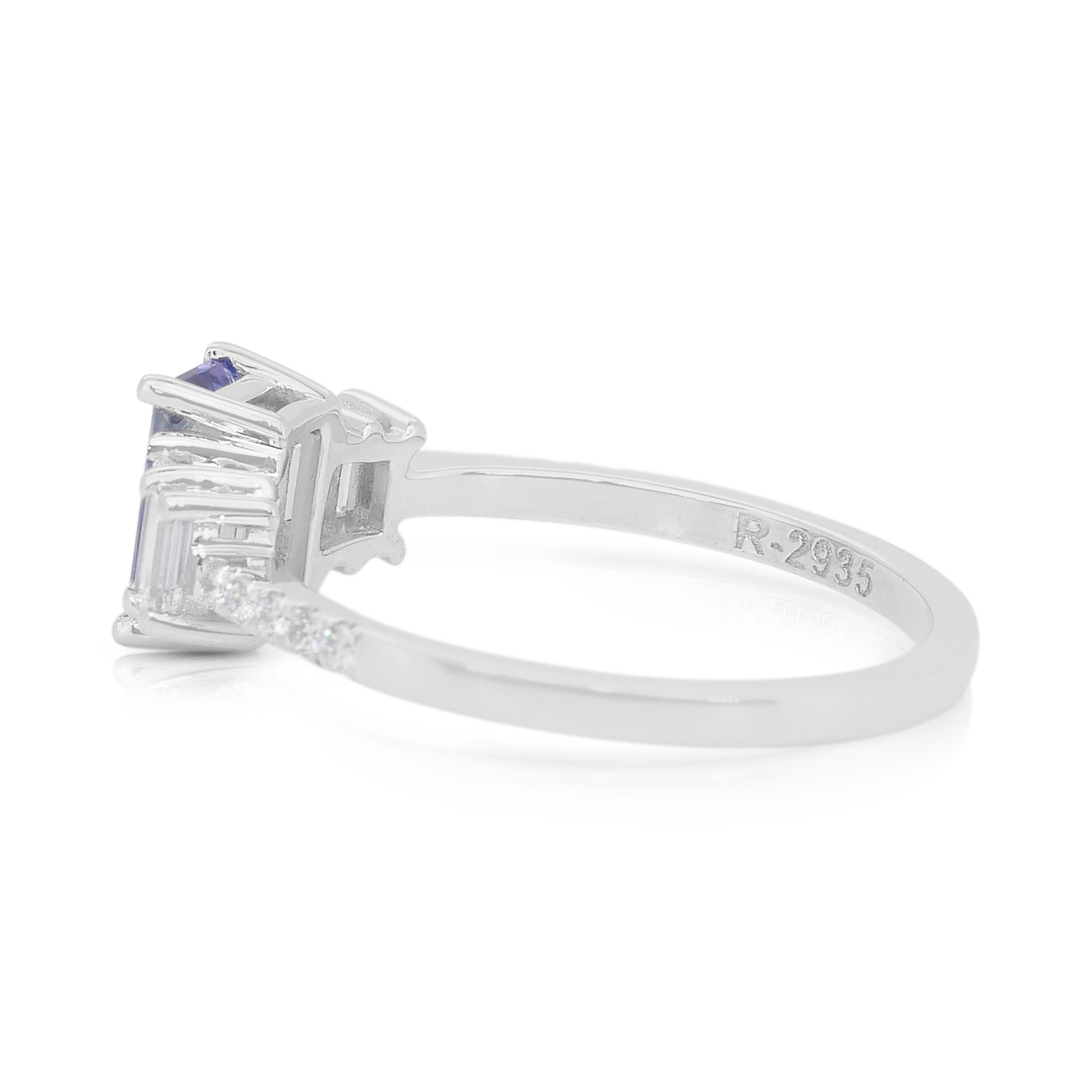 De las mujeres Impresionante anillo con pavé de tanzanita y diamantes de 1,43 ct en oro blanco de 18k en venta
