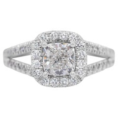 Whiting - Bague en or blanc 14k avec halo de diamants de 1,48ct - Certifiée GIA