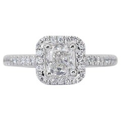 Atemberaubender Halo-Ring aus 18 Karat Weißgold mit 1,49 Karat Diamanten - GIA zertifiziert