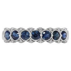 Impresionante Anillo de Zafiro y Diamantes Naturales de 1,4 ct en Oro Blanco de 18 quilates