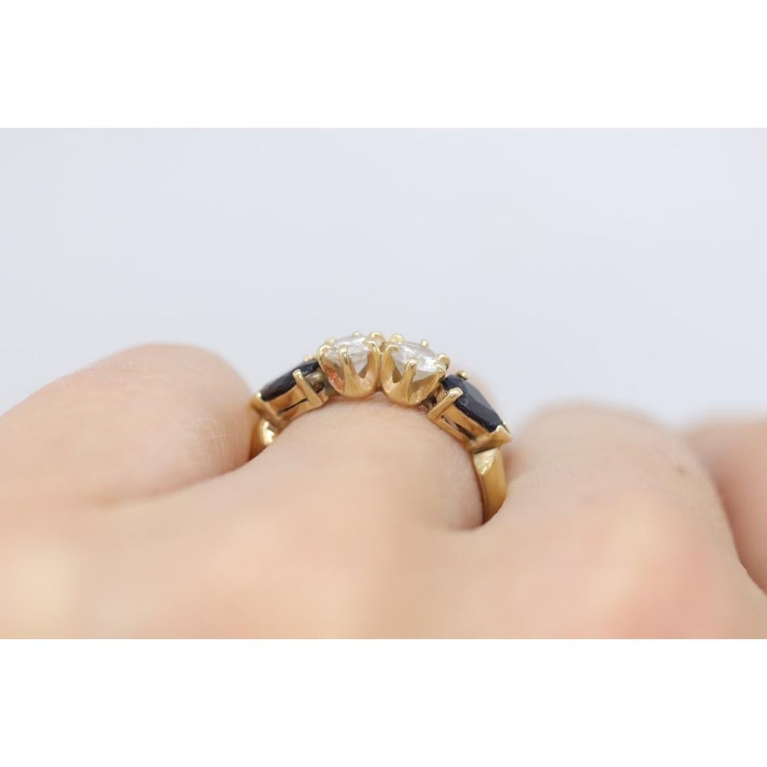 Donna Splendido anello con diamanti e zaffiri perlati in 14k da 1/2ctw. Diamante e zaffiro 14k in vendita
