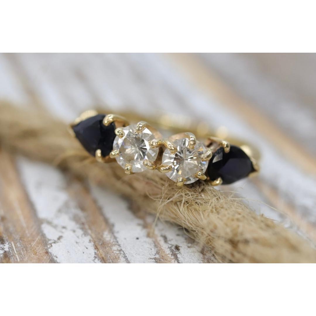 Splendido anello con diamanti e zaffiri perlati in 14k da 1/2ctw. Diamante e zaffiro 14k in vendita 1