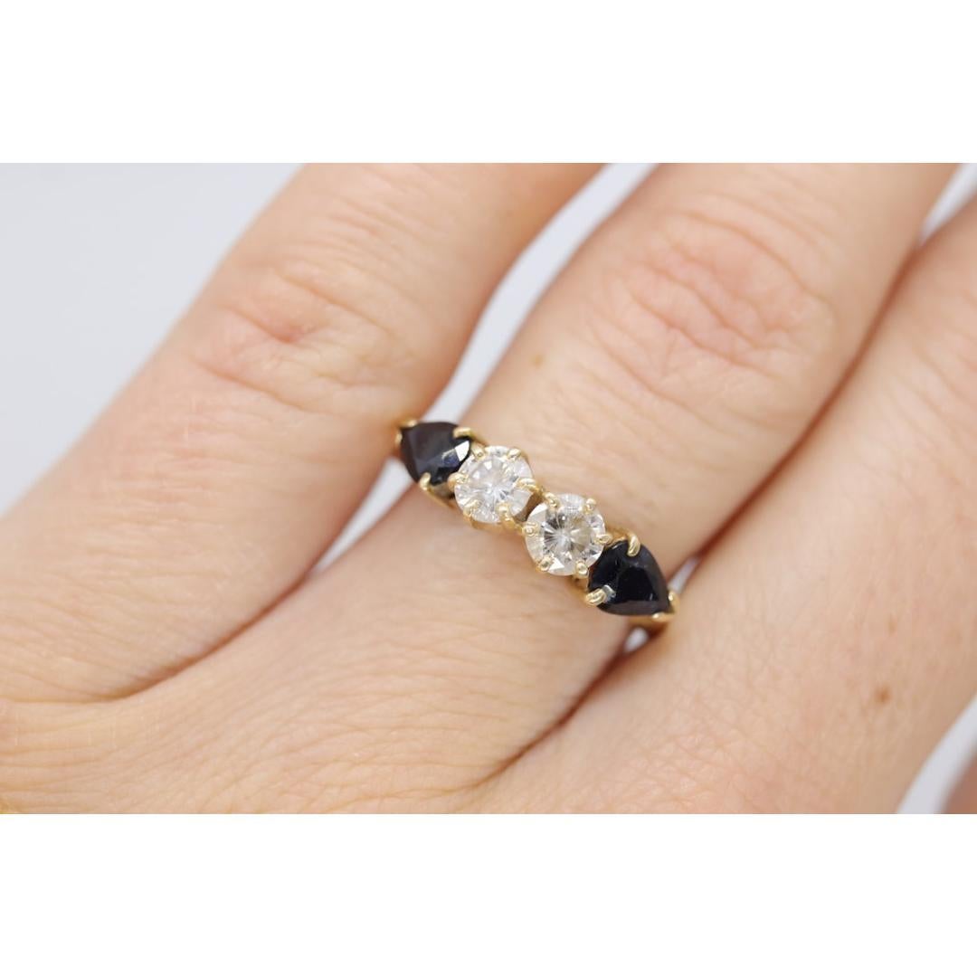 Splendido anello con diamanti e zaffiri perlati in 14k da 1/2ctw. Diamante e zaffiro 14k in vendita 4