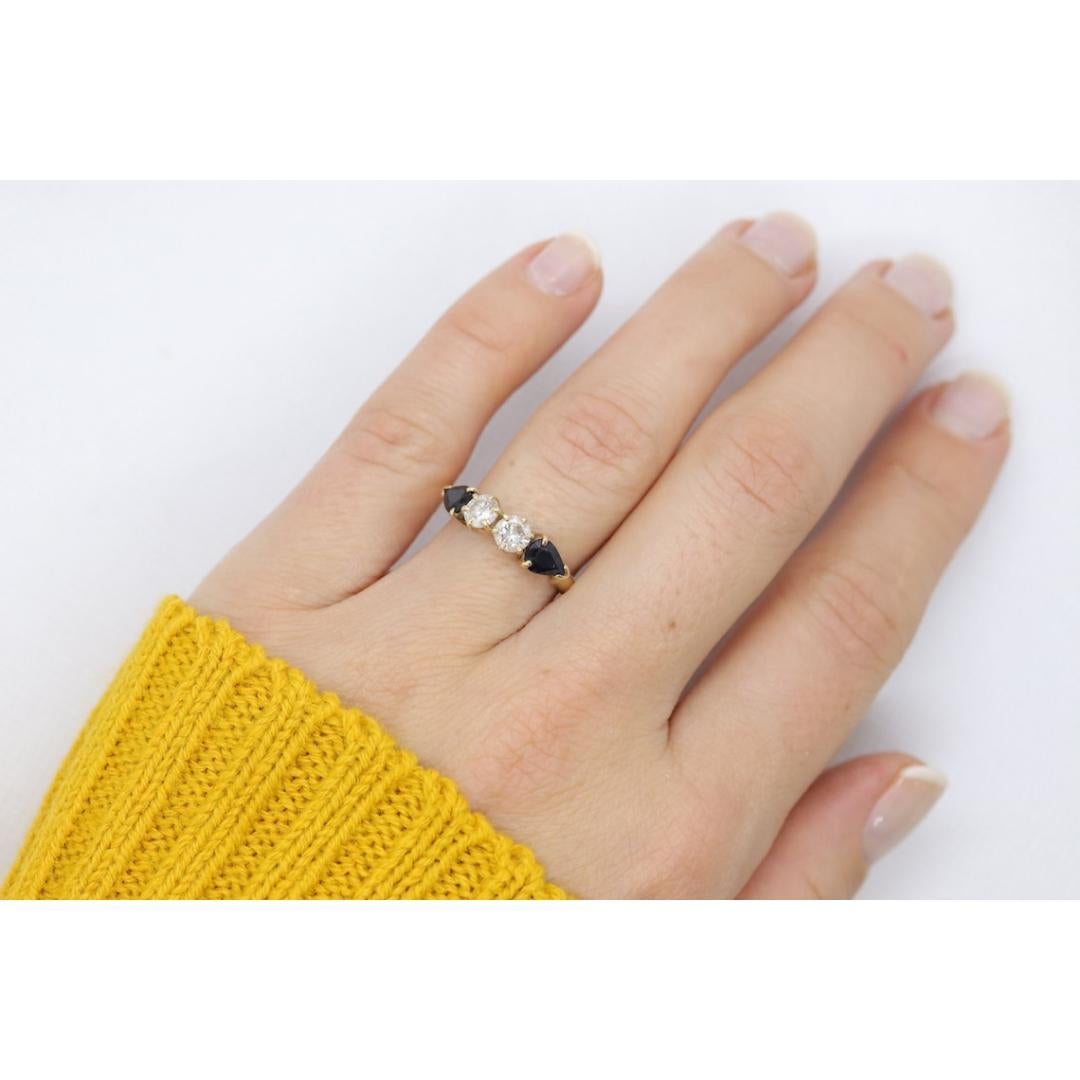 Splendido anello con diamanti e zaffiri perlati in 14k da 1/2ctw. Diamante e zaffiro 14k in vendita 5