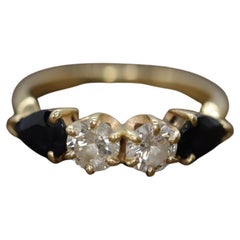 Stunning 14k 1/2ctw Diamond with pear sapphires ring. 14k Diamond and sapphire