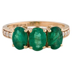 Stunning 14K Emerald & Diamond Band Ring 2.10ctw - Size 6.75 - Timeless Luxury