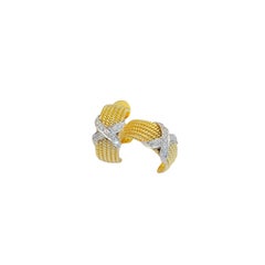 Atemberaubende halber Creolen aus Gold und Diamanten mit X-Kabel-Ohrringen