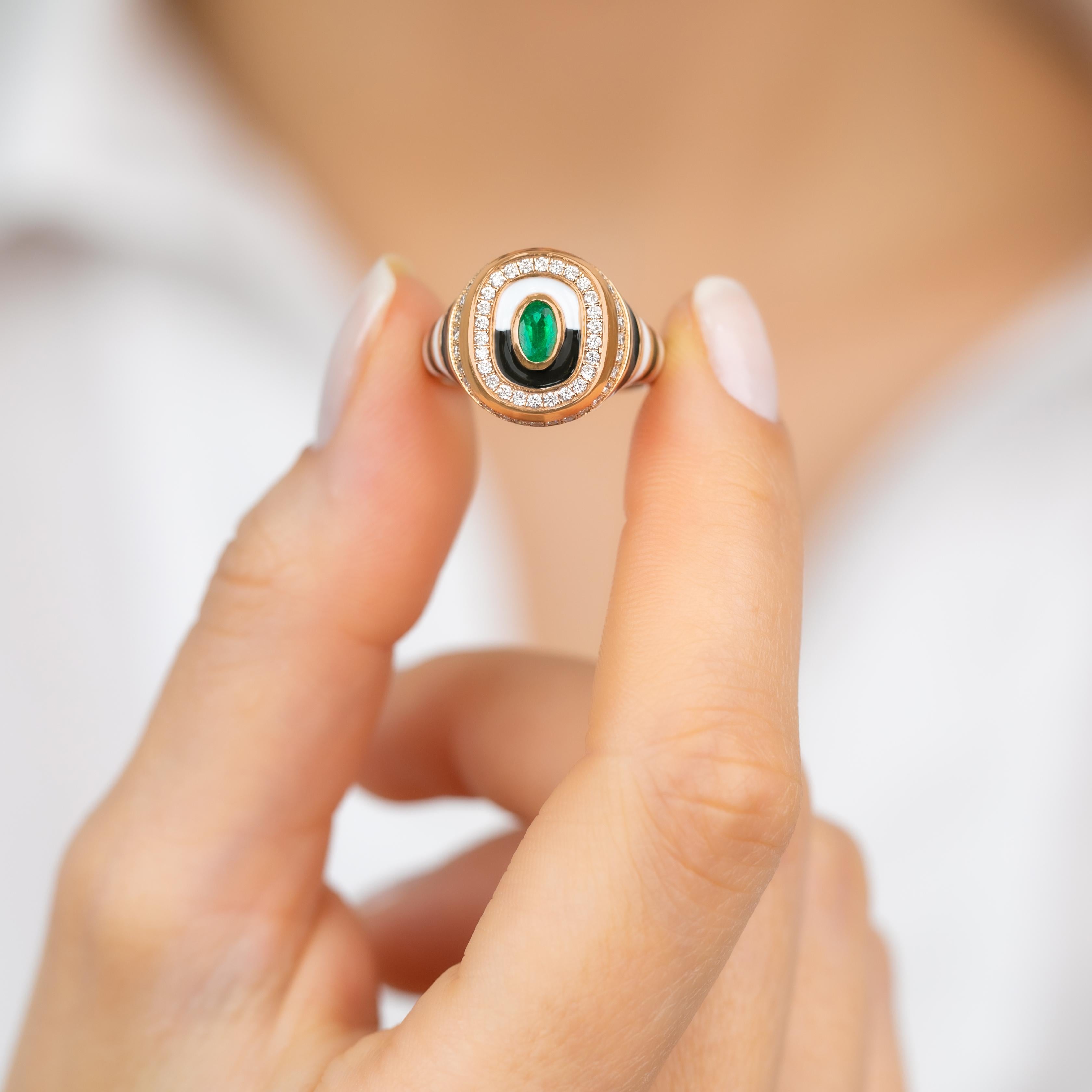 Stunning 925 Silver Emerald Ring Colorful Enameled Ring , Gemstone Jewelry For Sale 4