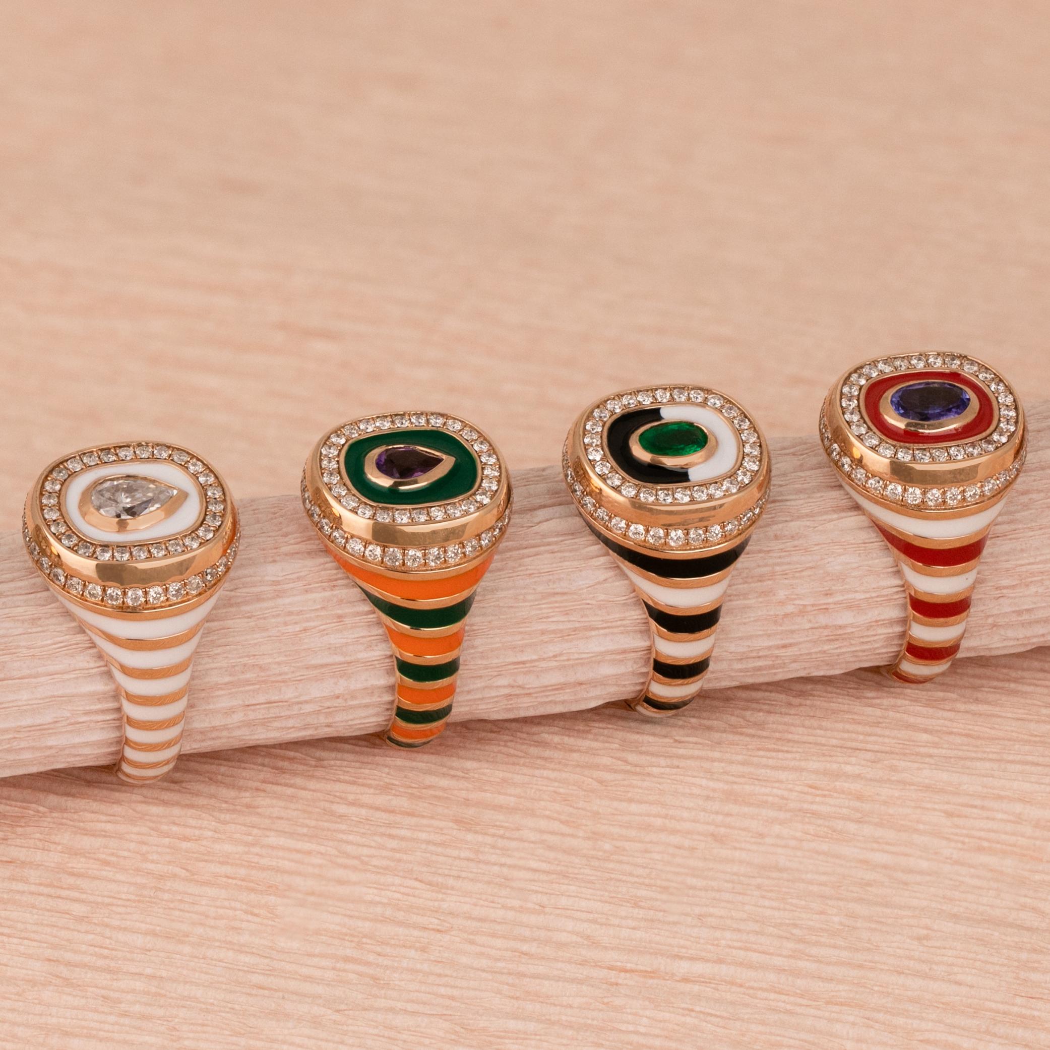 Stunning 925 Silver Emerald Ring Colorful Enameled Ring , Gemstone Jewelry For Sale 7