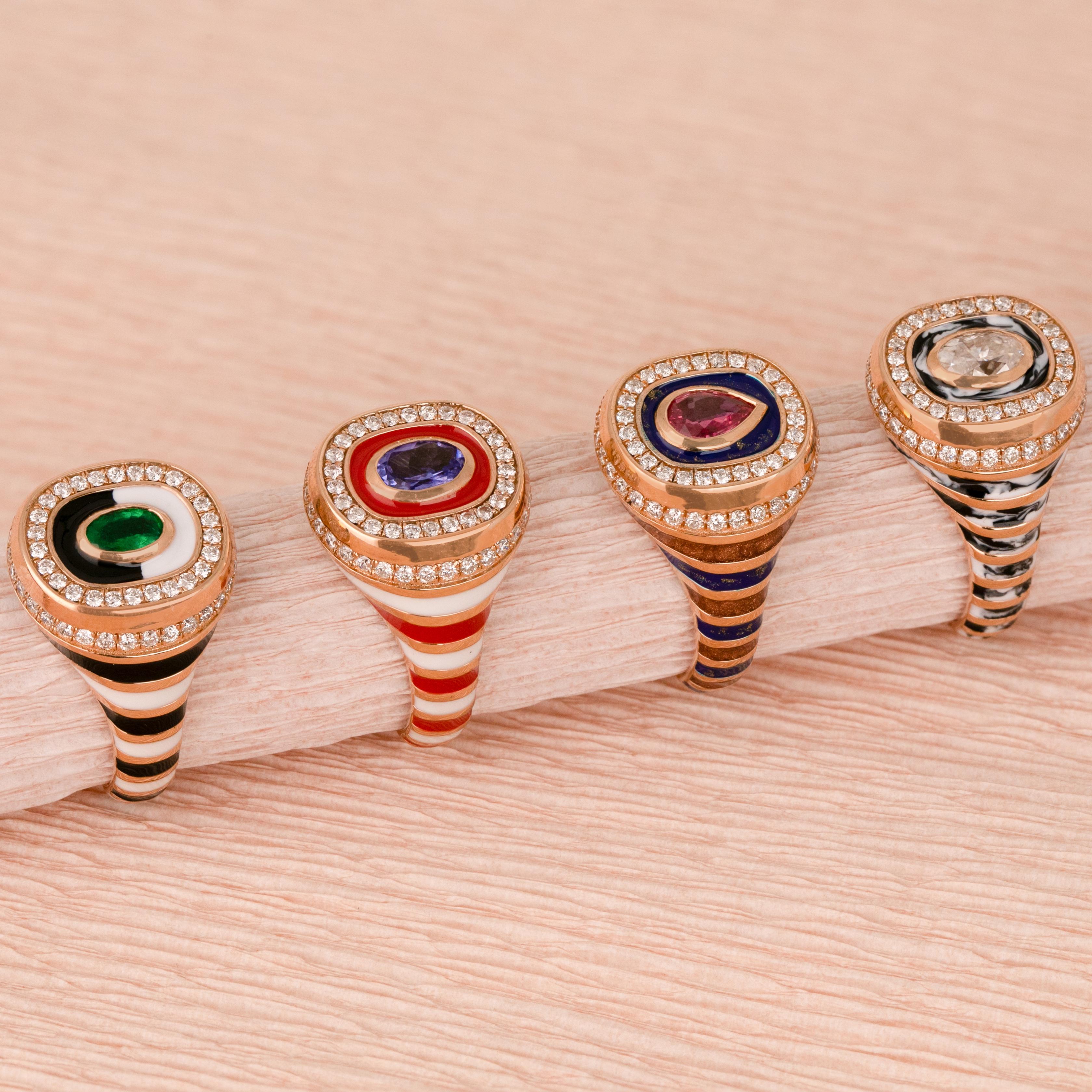 Stunning 925 Silver Emerald Ring Colorful Enameled Ring , Gemstone Jewelry For Sale 8