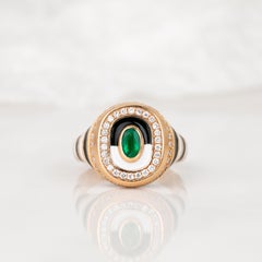 Stunning 925 Silver Emerald Ring Colorful Enameled Ring , Gemstone Jewelry
