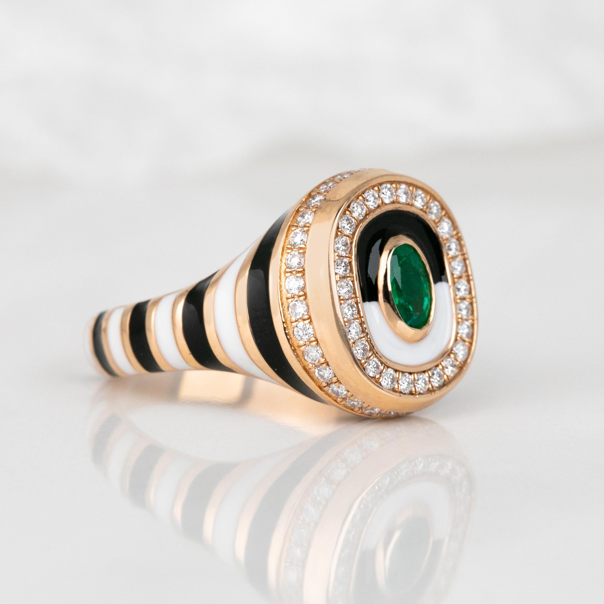 Aesthetic Movement Stunning 925 Silver Emerald Ring Colorful Enameled Ring , Gemstone Jewelry For Sale