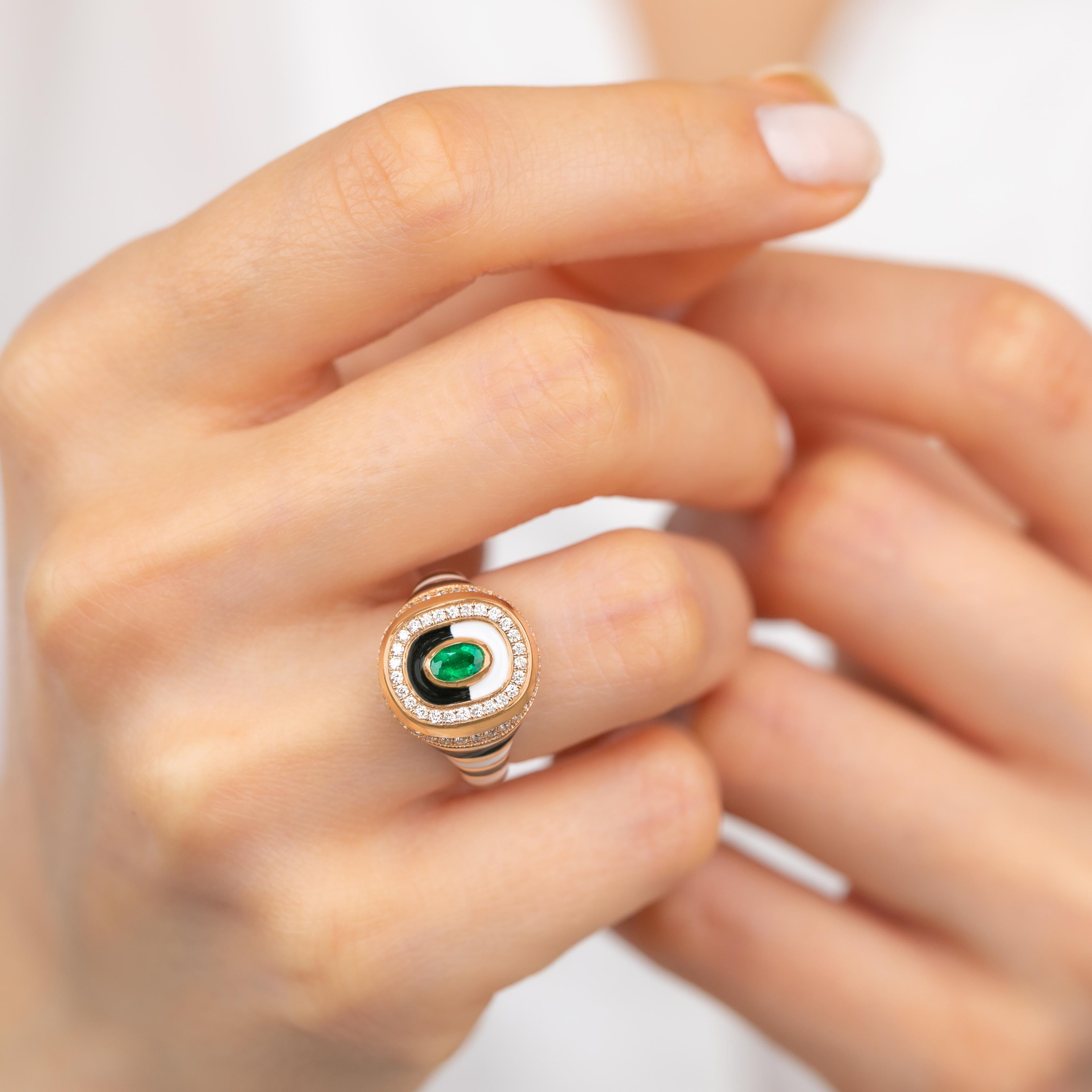 Stunning 925 Silver Emerald Ring Colorful Enameled Ring , Gemstone Jewelry For Sale 1