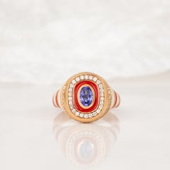 Stunning 14K Gold Enamel Ring: Vibrant Handmade Jewelry with a Unique Twist