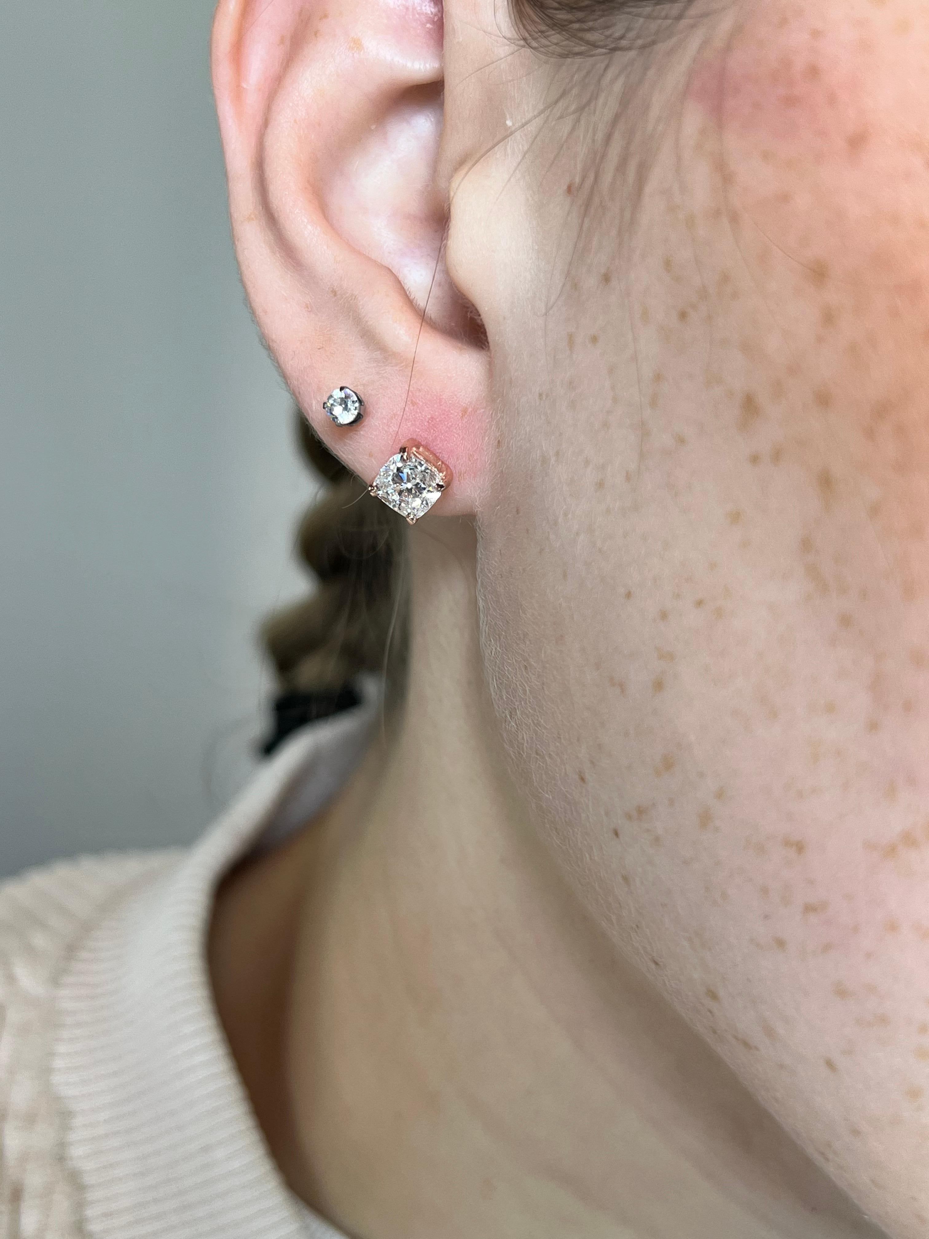 Superbes boucles d'oreilles en or rose 14k avec diamants naturels/1.61 ct - IGI Certified en vente 5