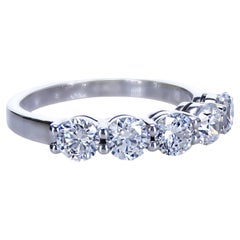 Stupendo anello a 5 pietre in oro bianco 14K con 1,51 carati di diamanti naturali