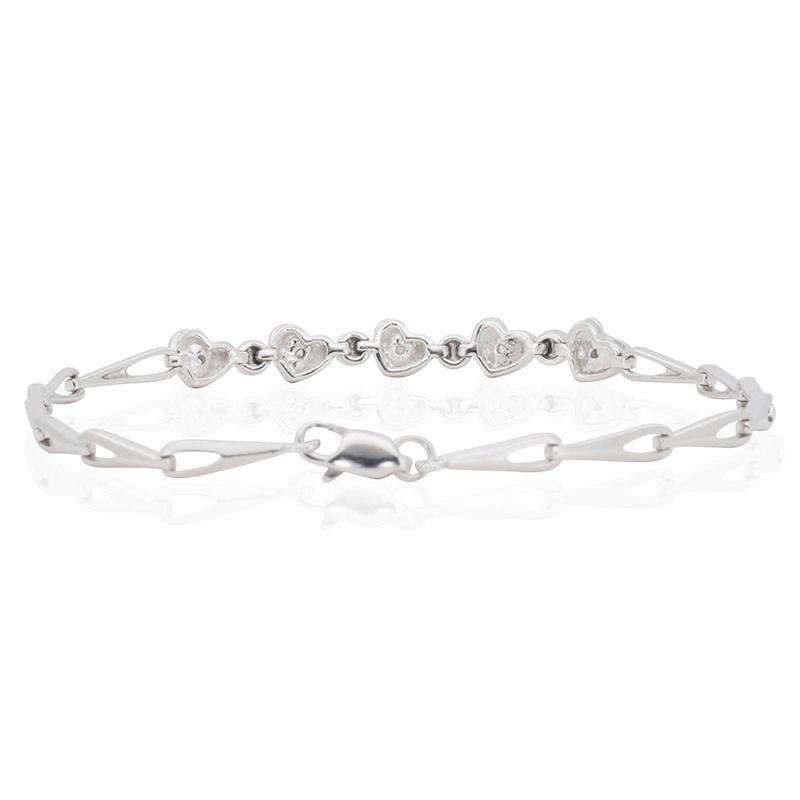 Round Cut Stunning 14k White Gold Bracelet with 0.05 Ct Natural Diamonds