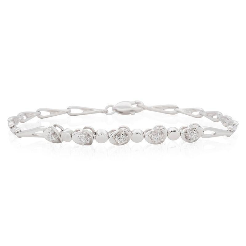 Women's Stunning 14k White Gold Bracelet with 0.05 Ct Natural Diamonds