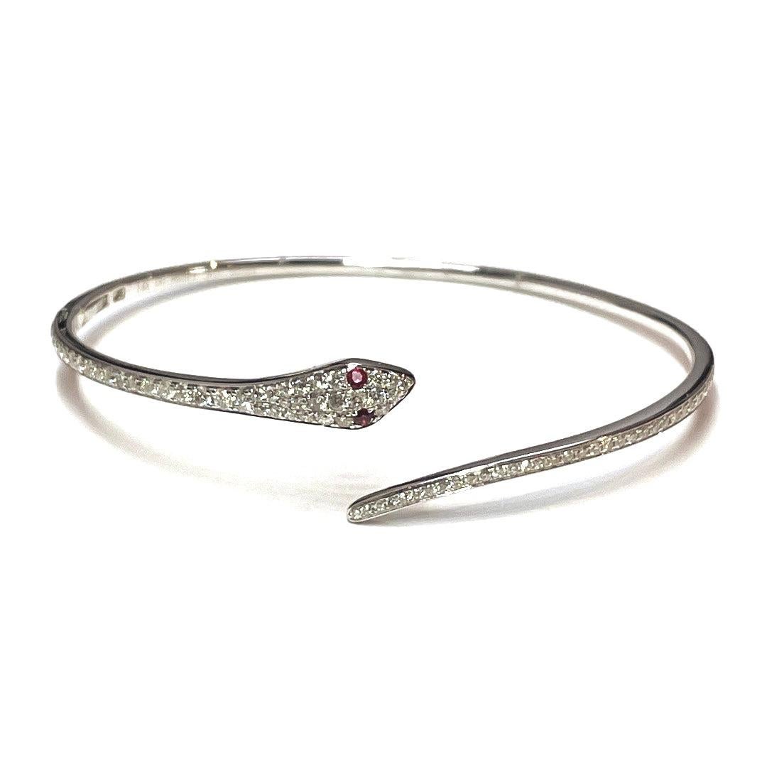 Taille mixte Superbe bracelet serpent en or blanc 18 carats avec détails et diamants en vente
